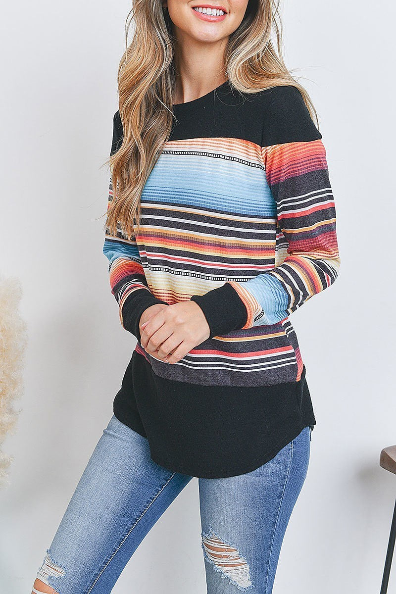 Multi stripe color block top (EF2386)