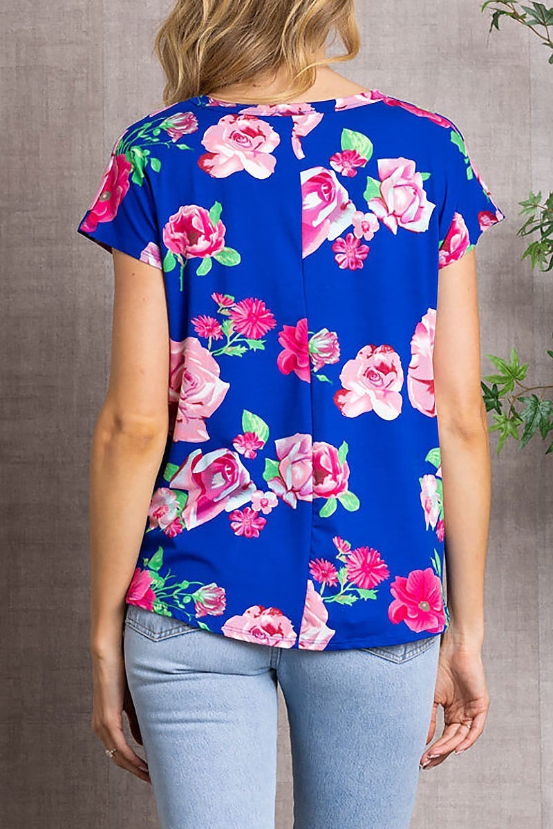 Floral print twisted hem top (EDSW3335)