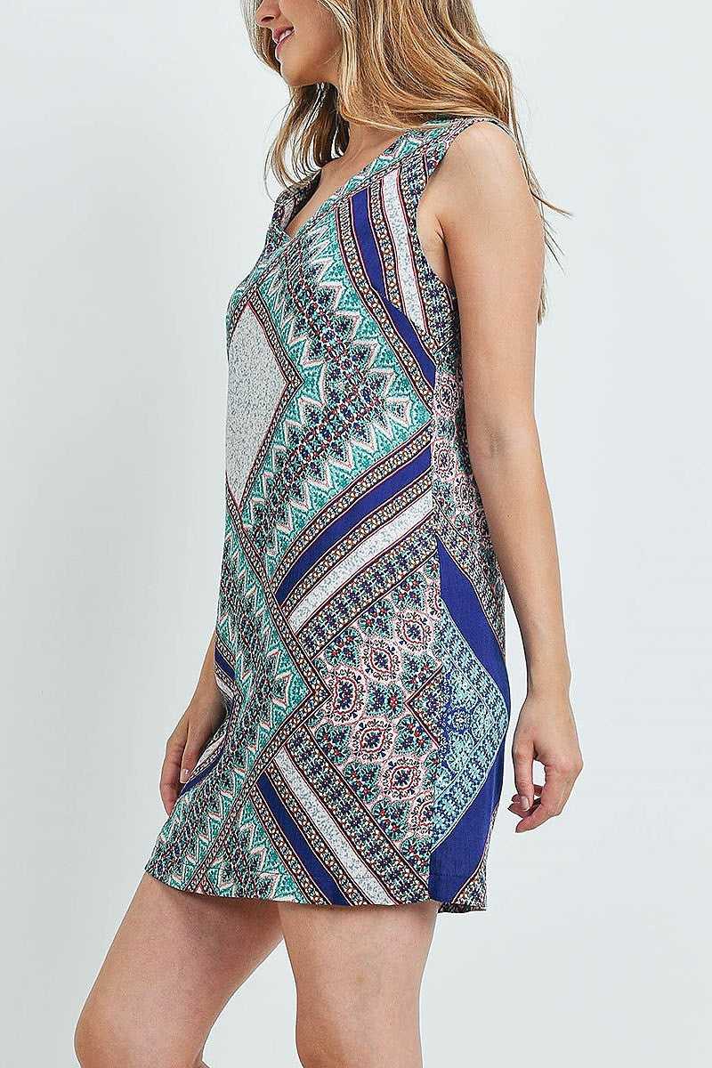 Tribal print shift dress (DED5953)