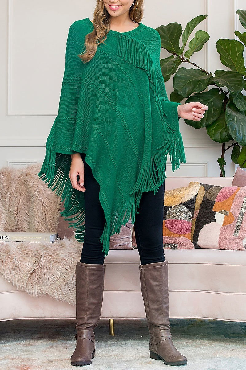 Asymmetric fringe poncho (DGS5881)