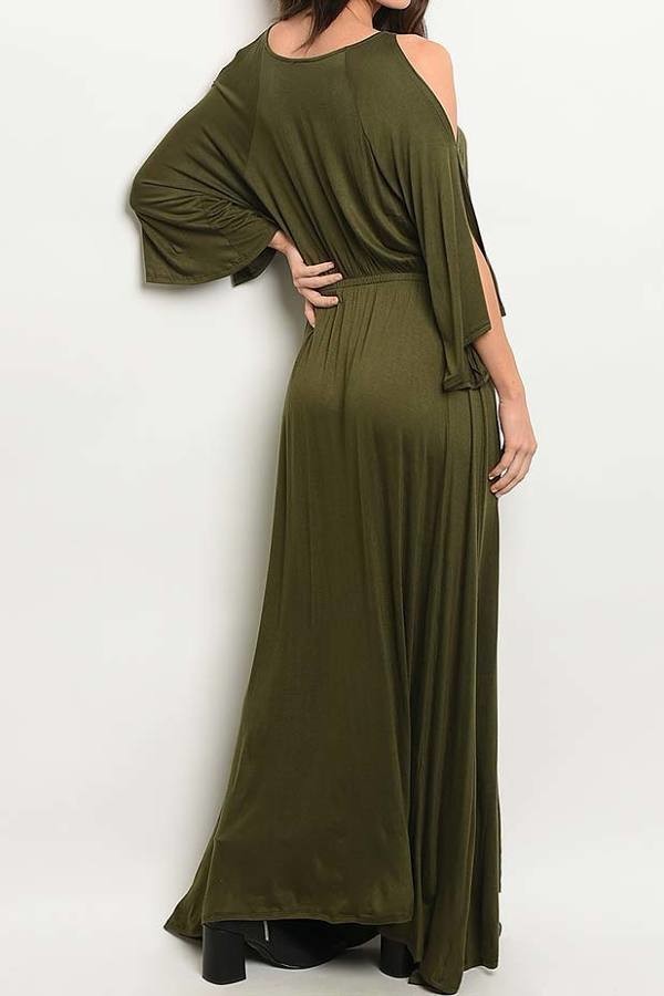 Open sleeve key hole detail maxi dress (DED3770)