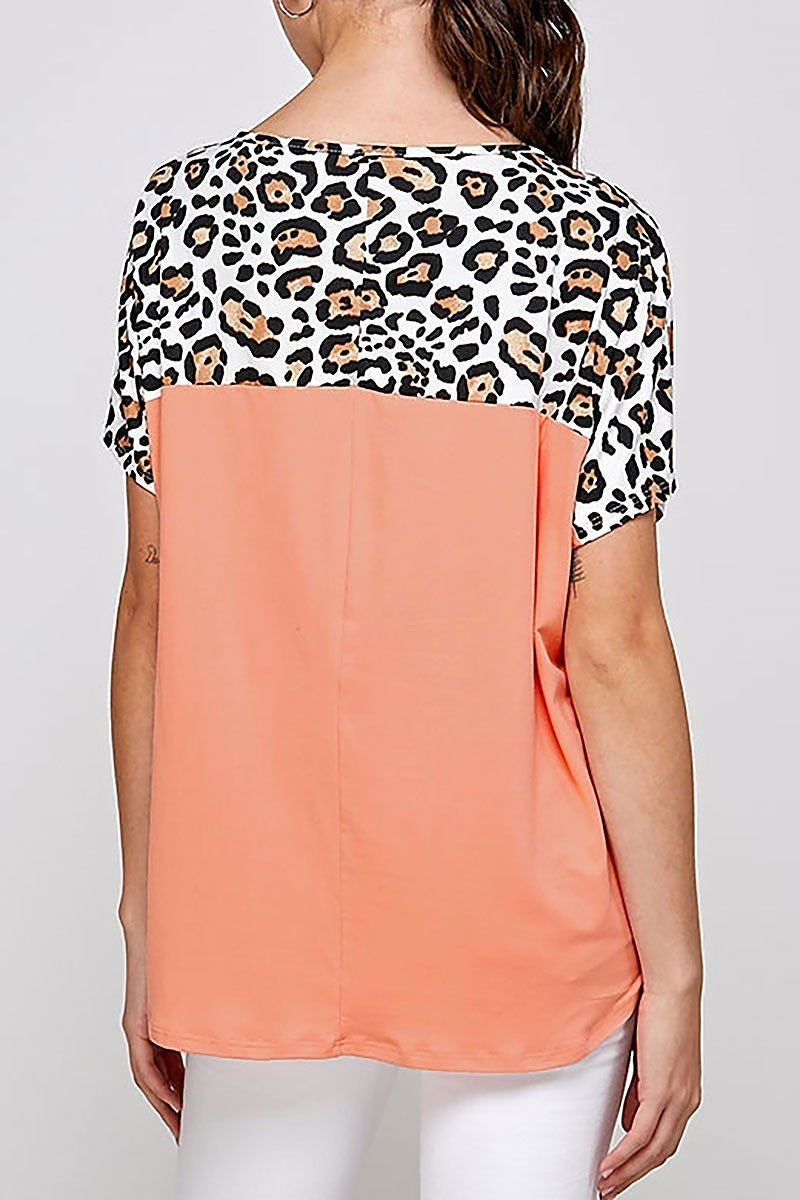 Animal stripe print color block top (ED9563-4-RA1)