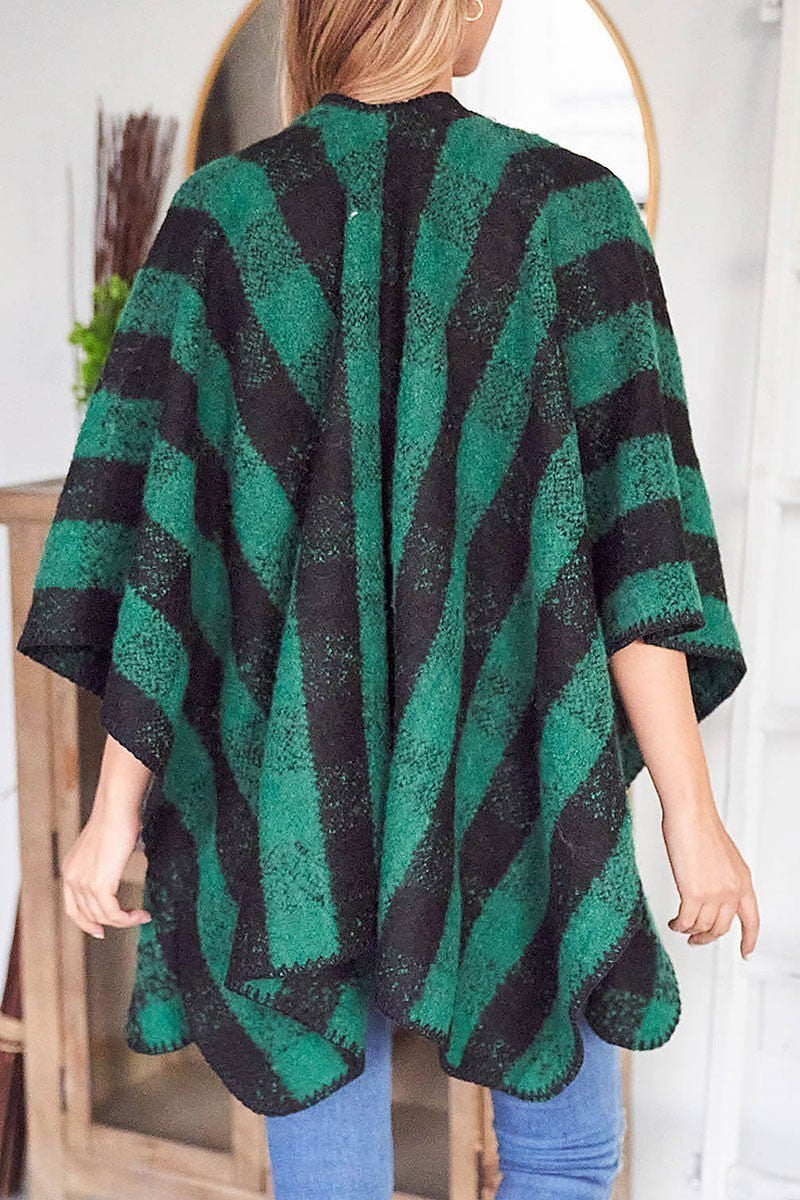 Plaid poncho kimono sweater (DGS6667)