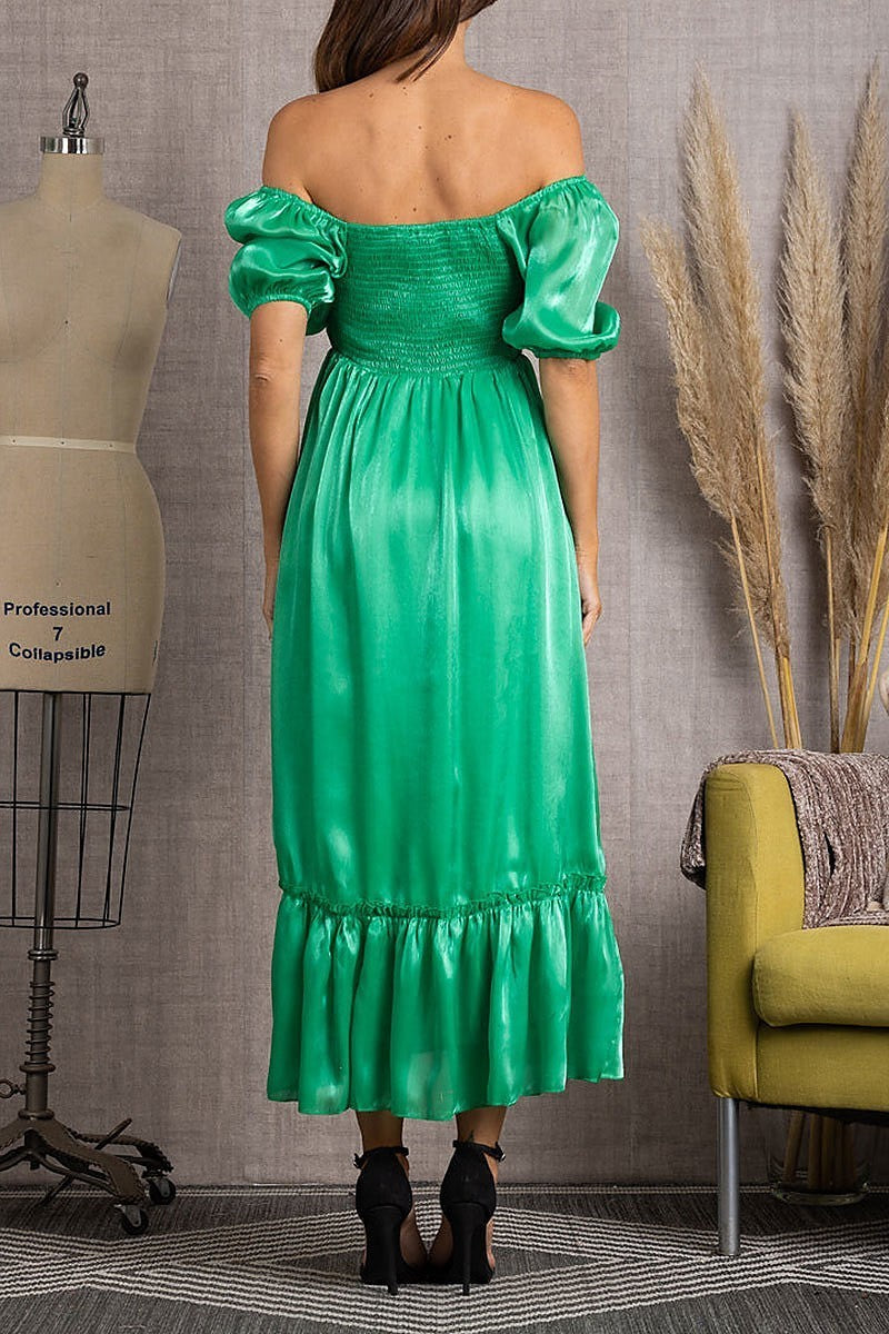 Off shoulder ruffle tiered maxi dress (EDSW3776)