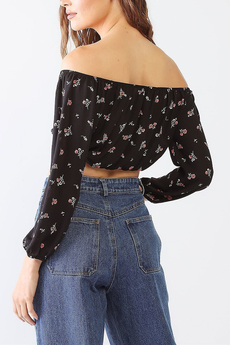 Off shoulder floral print crop top (TED1318)