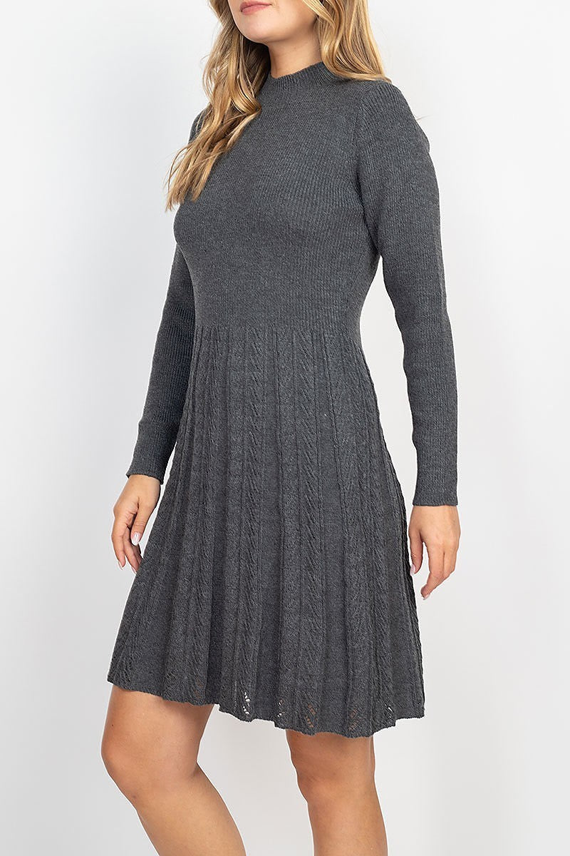 Ribbed knit chevron sweater knit dress (DED6847)