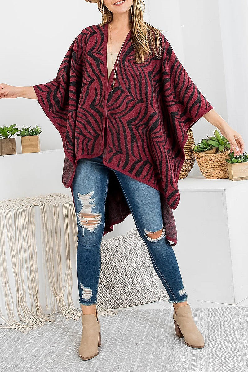 Zebra print fuzzy knee length kimono (DGS5758)