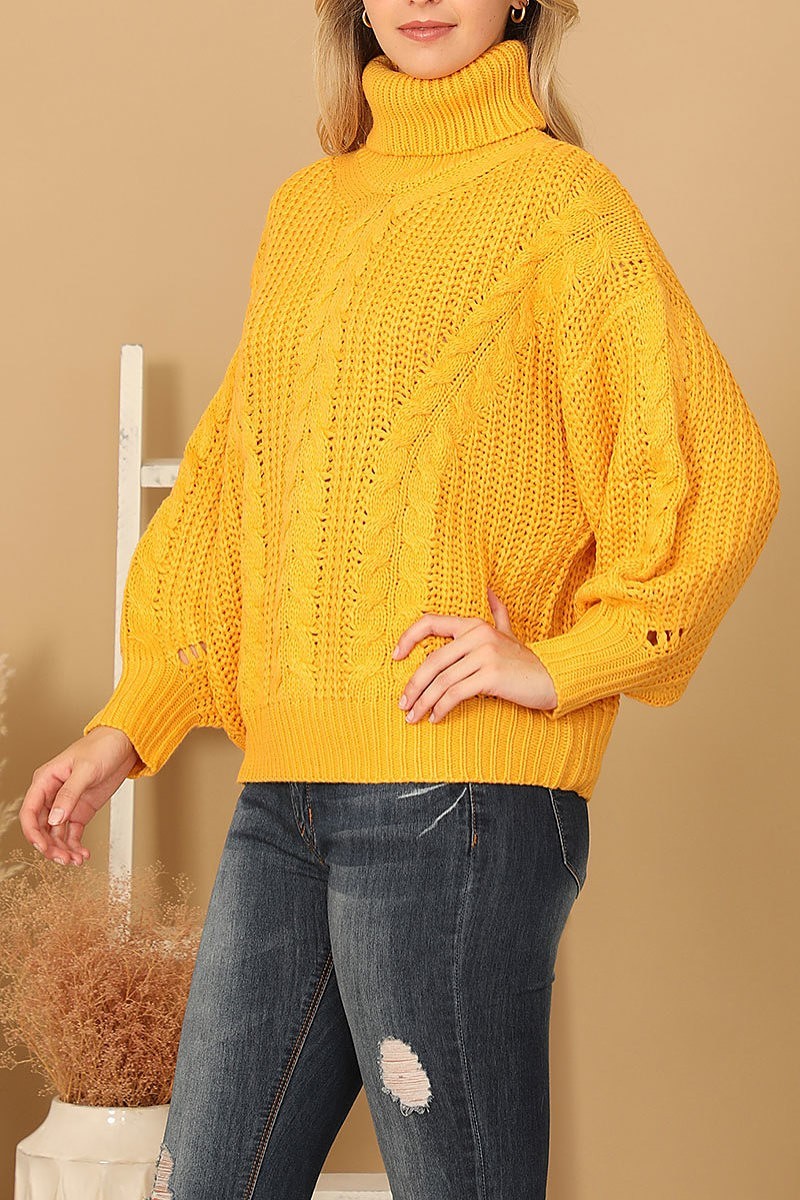 Turtle neck long sleeve knitted sweater (DGS6670)