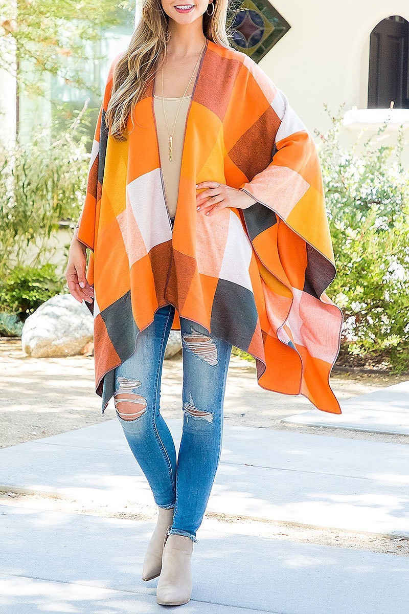 Square multicolor warmer kimono wrap (DGS5847)