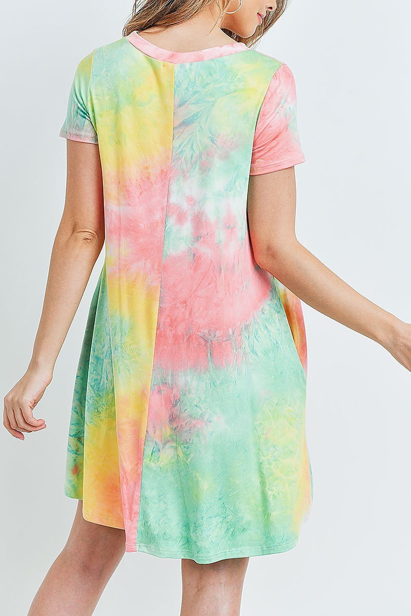 Tie dye pocket swing dress (DED6415)