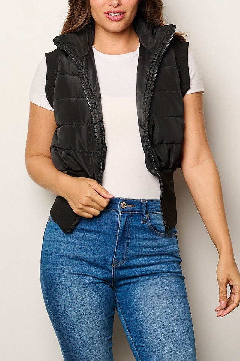 Sleeveless zip up puffer vest (EFWT8081)