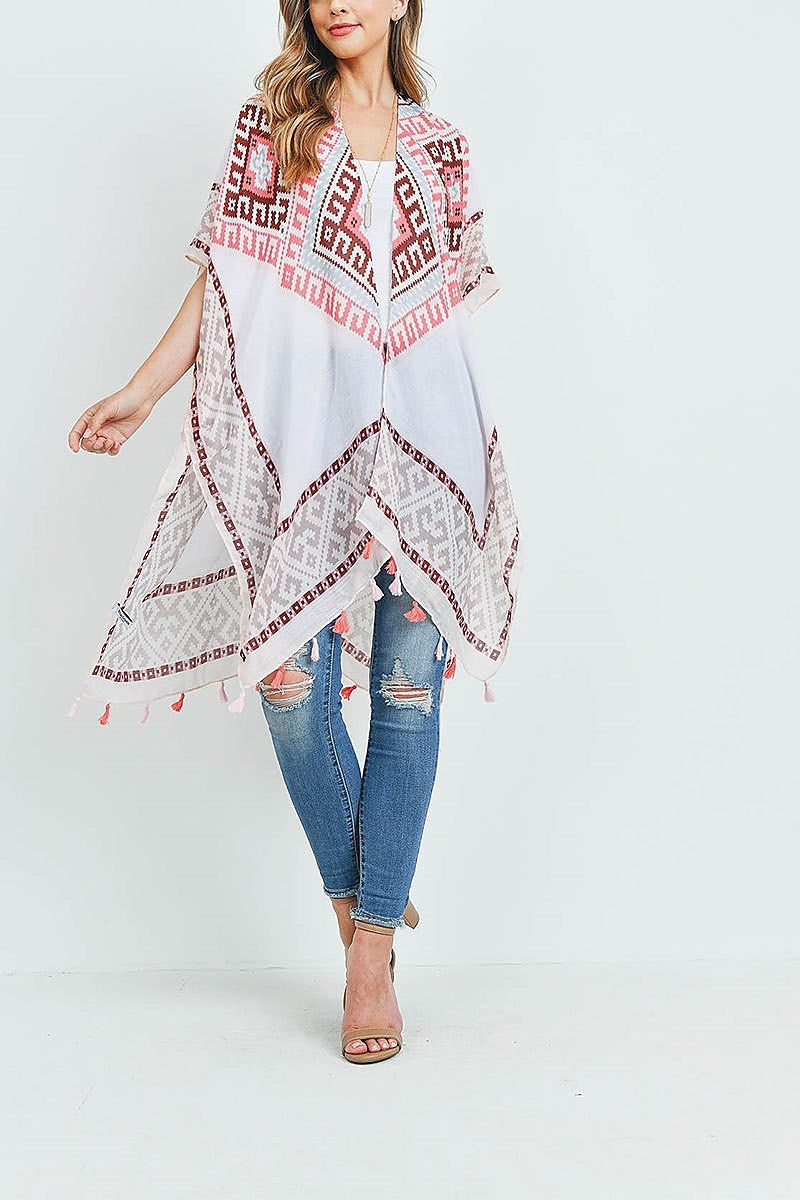 Bohemian open front tassel kimono (EF1107)