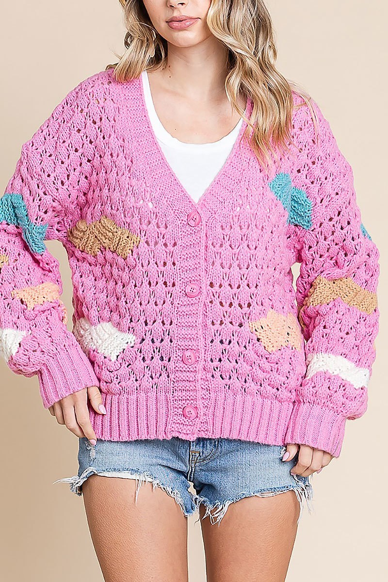 Multi colors cozy cute knit sweater cardigan (EDH1942-1)