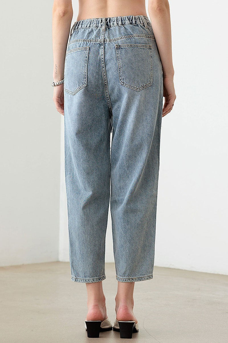 Barrel leg high waist distressed pants (TED2967)