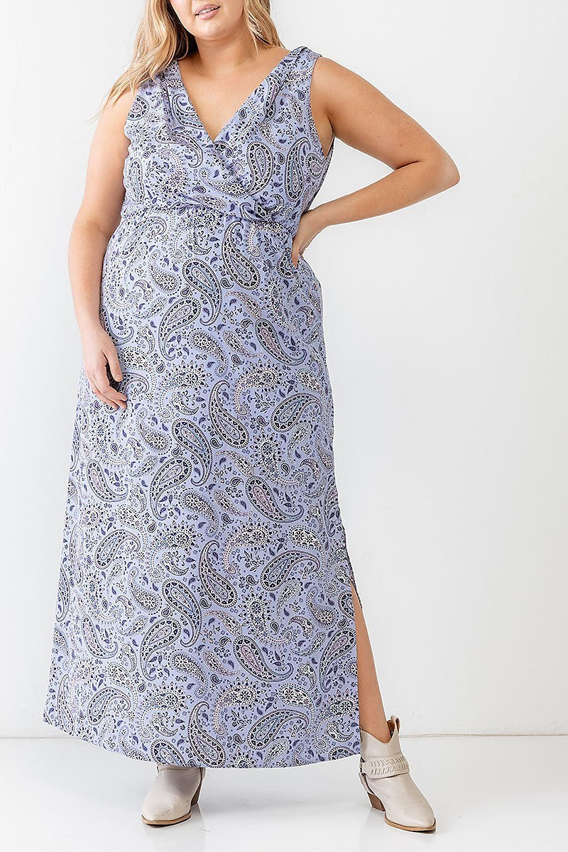 Paisley print v neck maxi dress (TED1724)