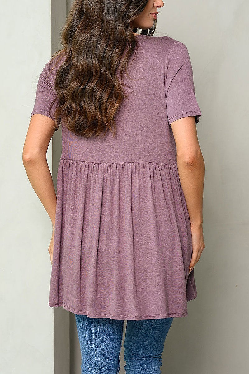 Short sleeve tunic mini dress (EDWT7153)