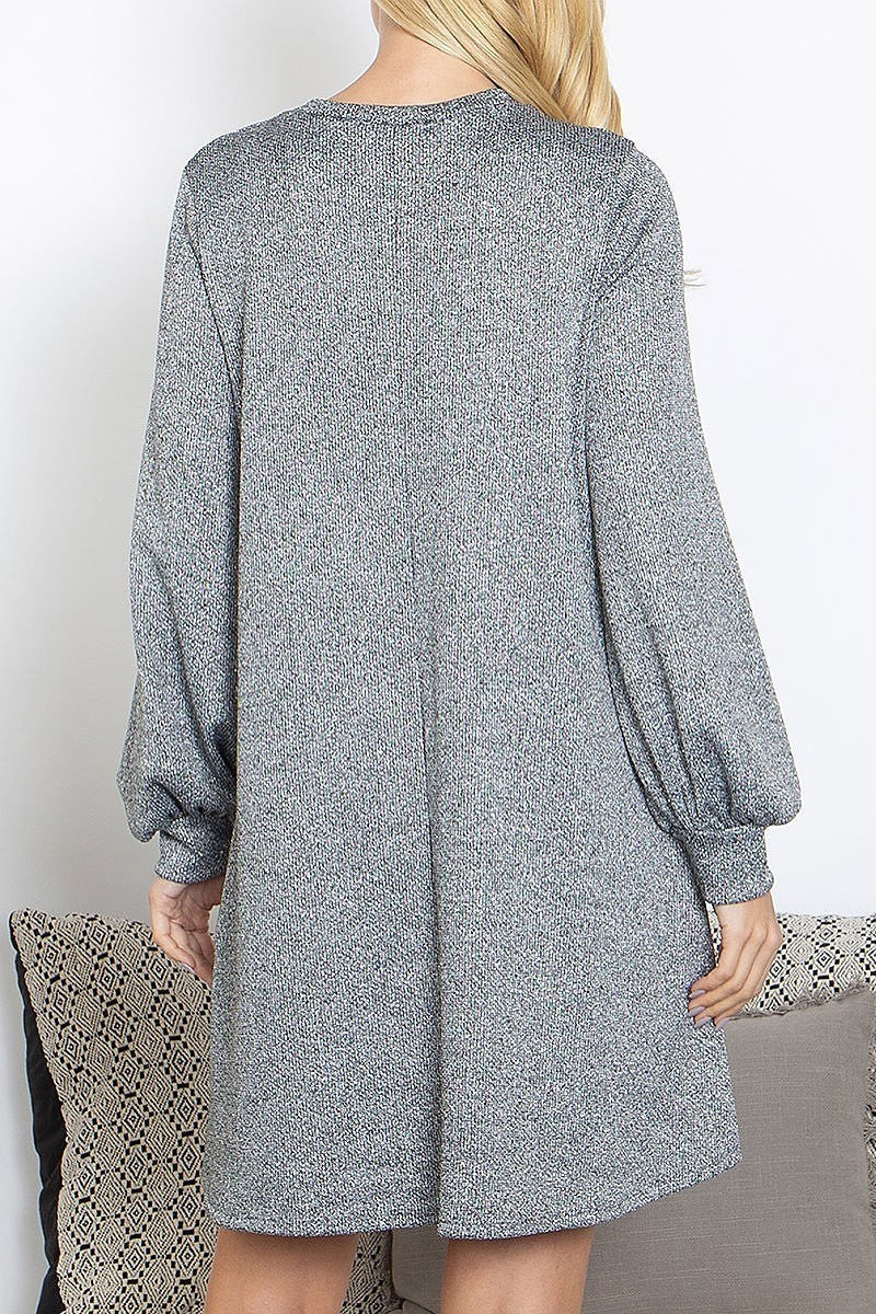 Round neckline long sleeve dress (DED8774)