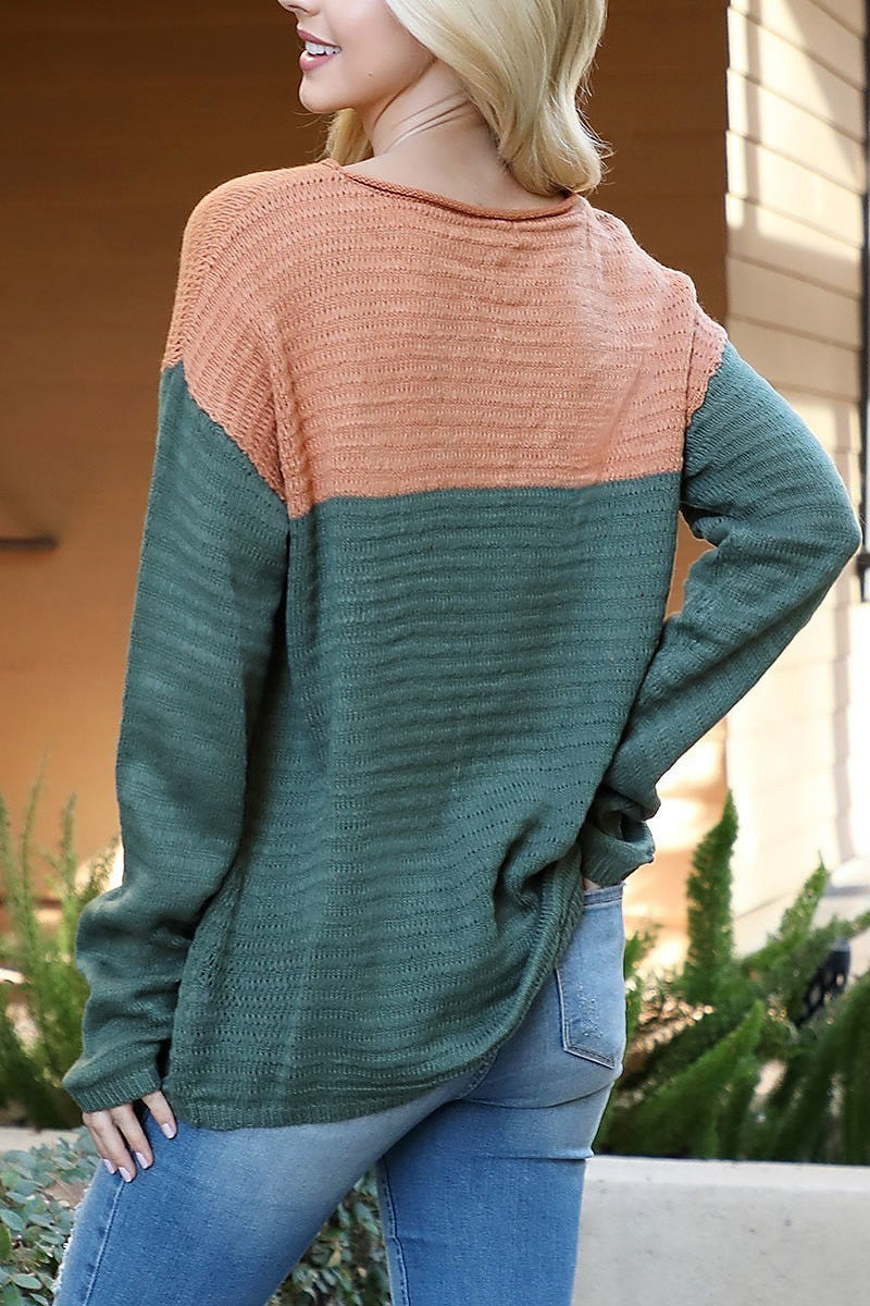 Color block knit sweater (DGS6340)