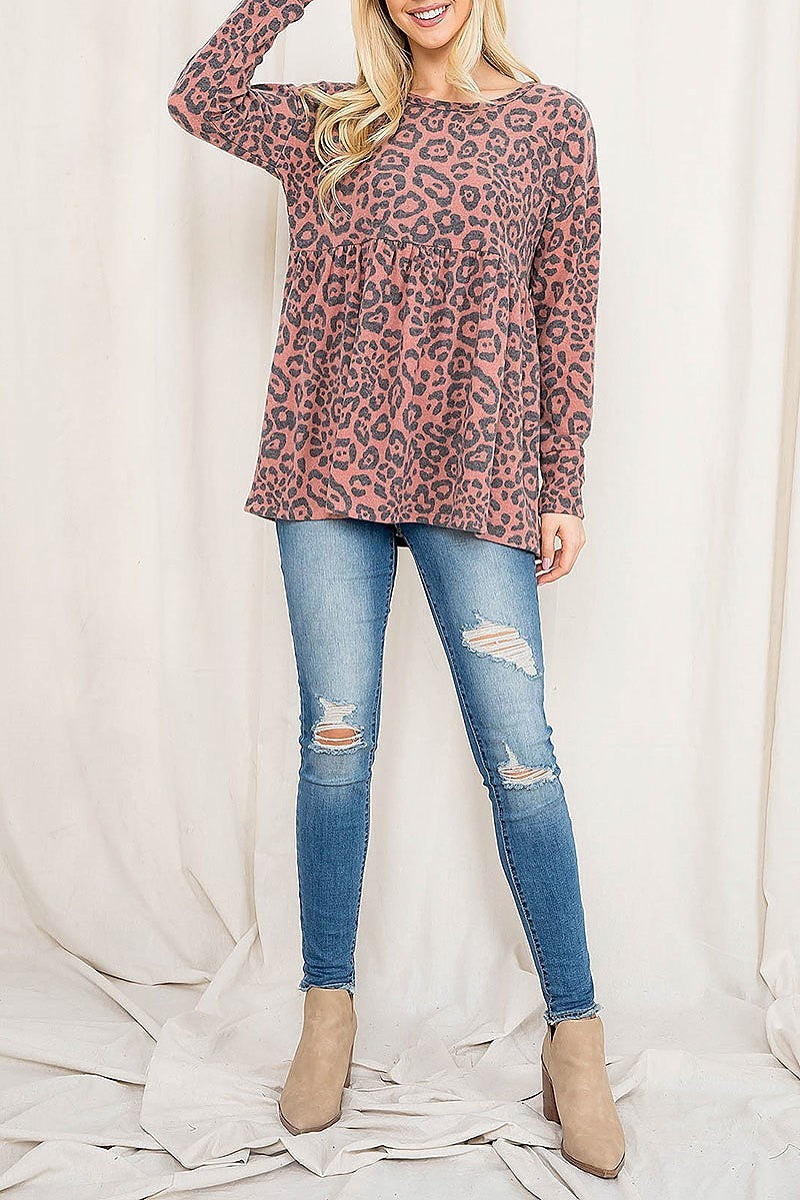 Animal print loose fit top (EF2762)