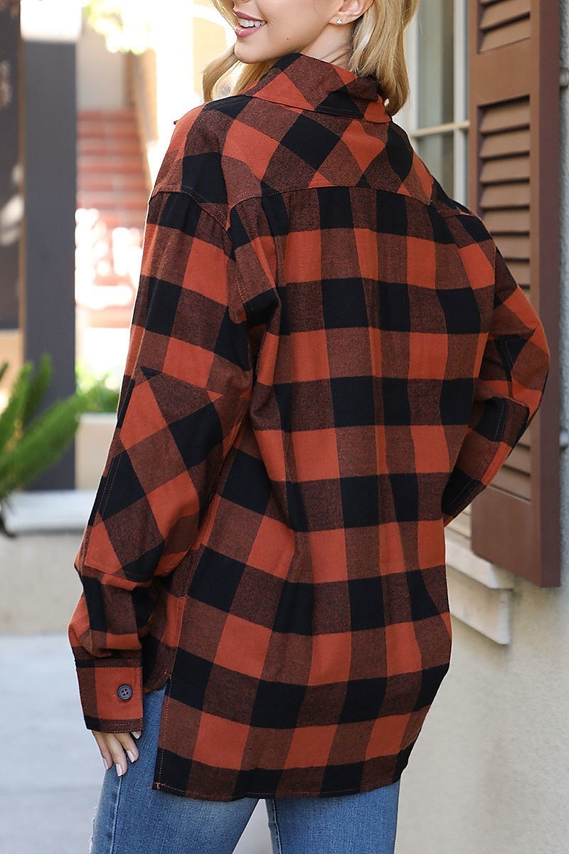 Plaid button detail shacket (DGS6335)