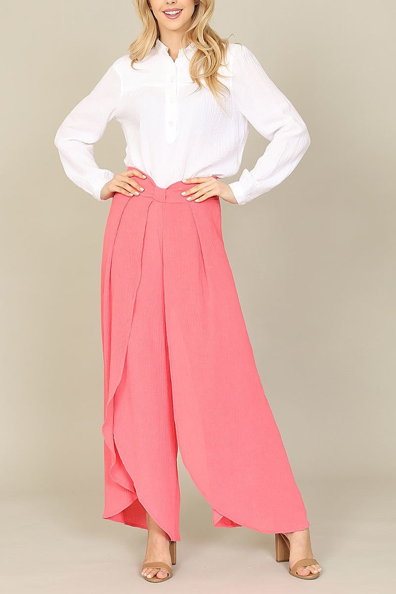 Tulip hem bow waist detail loose fit pants (DGB3805)