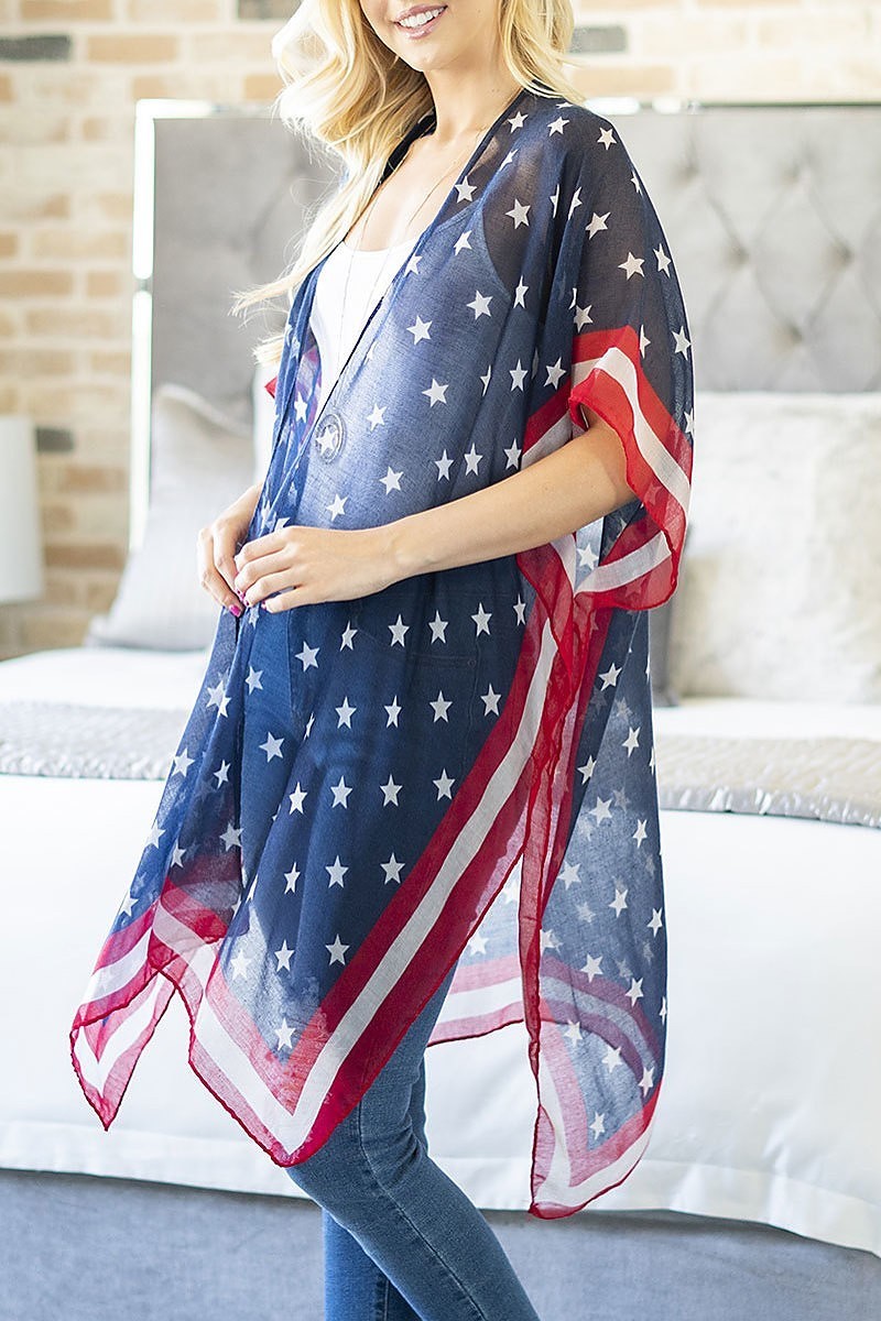 Usa accent knee length open front kimono (EF3240)