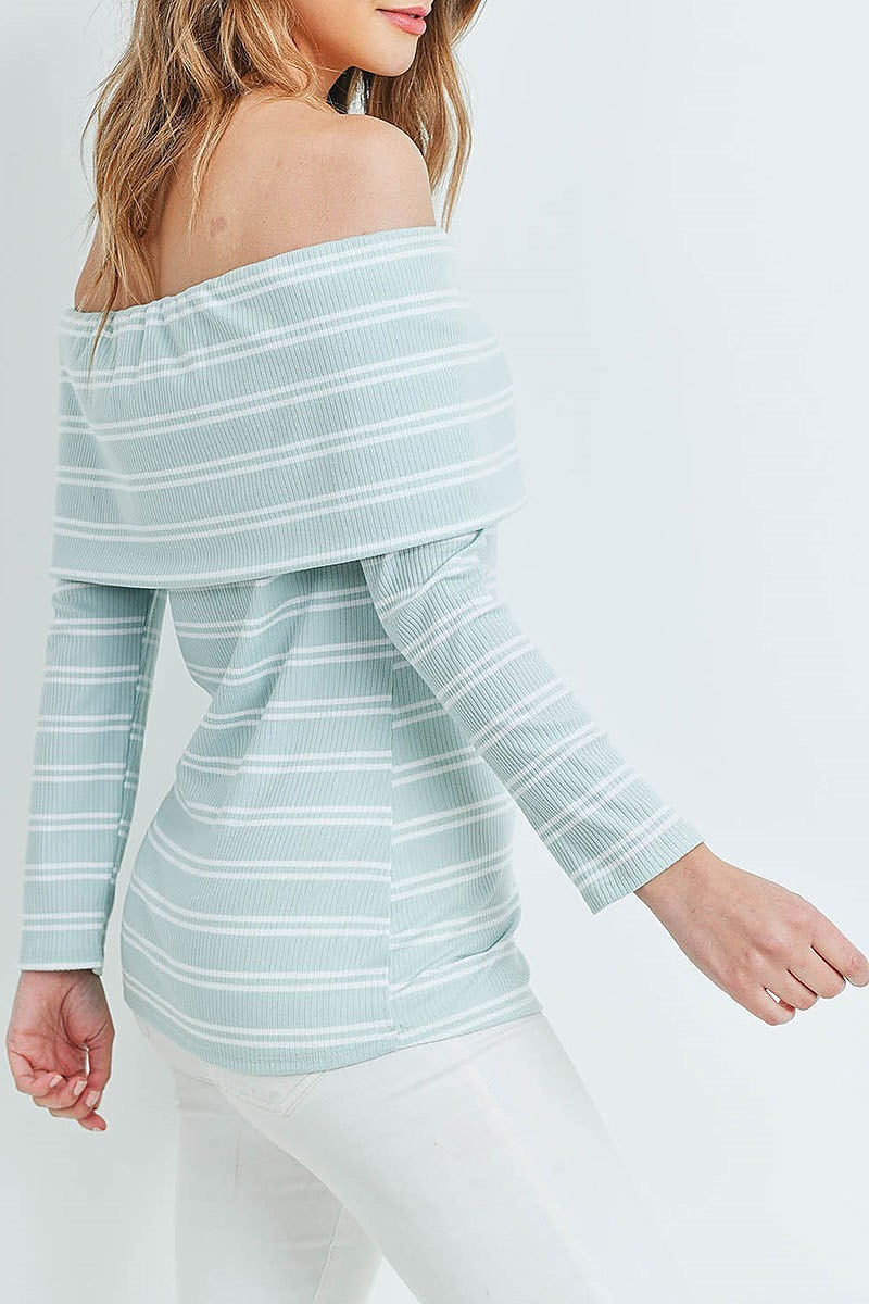 Off shoulder stripe top (ED8584-LAST)