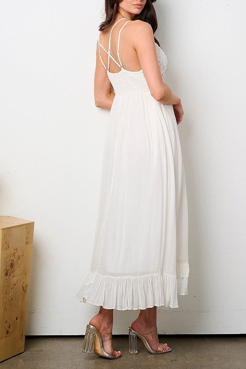 Sleeveless open back detailed maxi dress (EFWT9074)