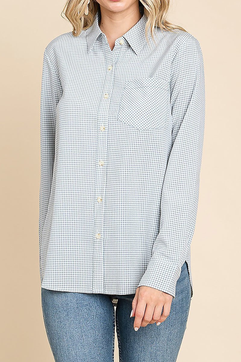 Mini gingham texture shirt (EDH1394)