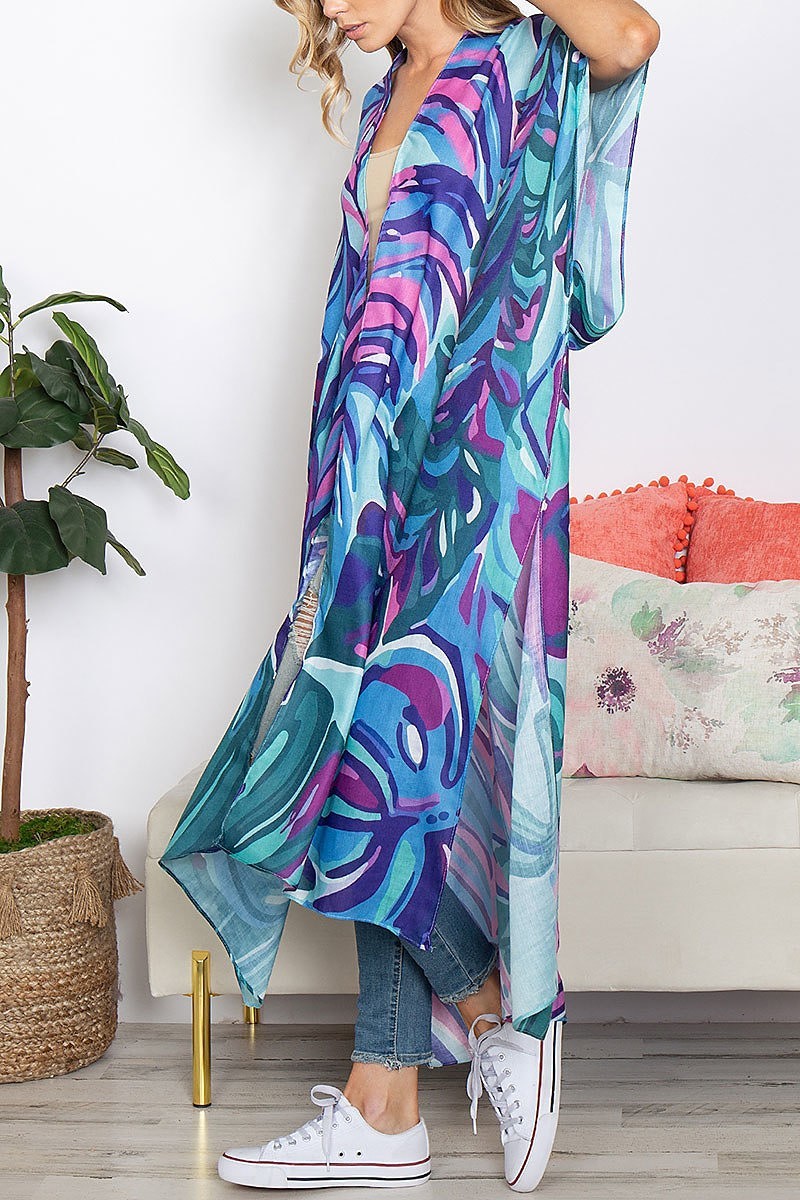 Abstract print summer long kimono (EF5324)