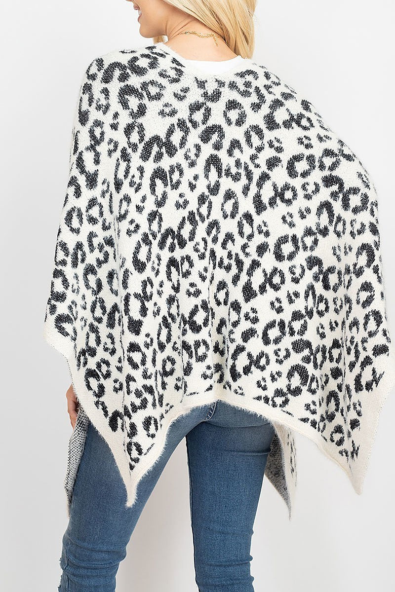 Leopard print sweater poncho (DGS5333)