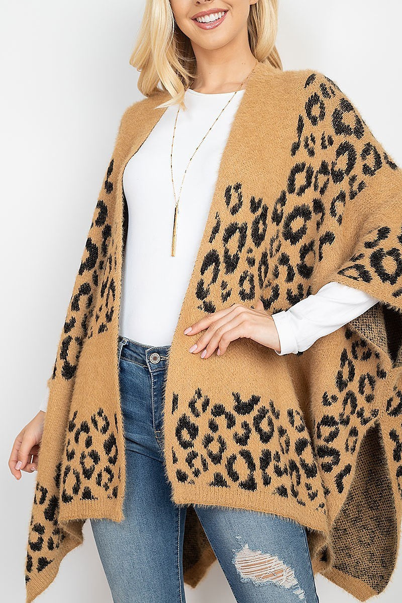 Leopard print sweater kimono (DGS5338)