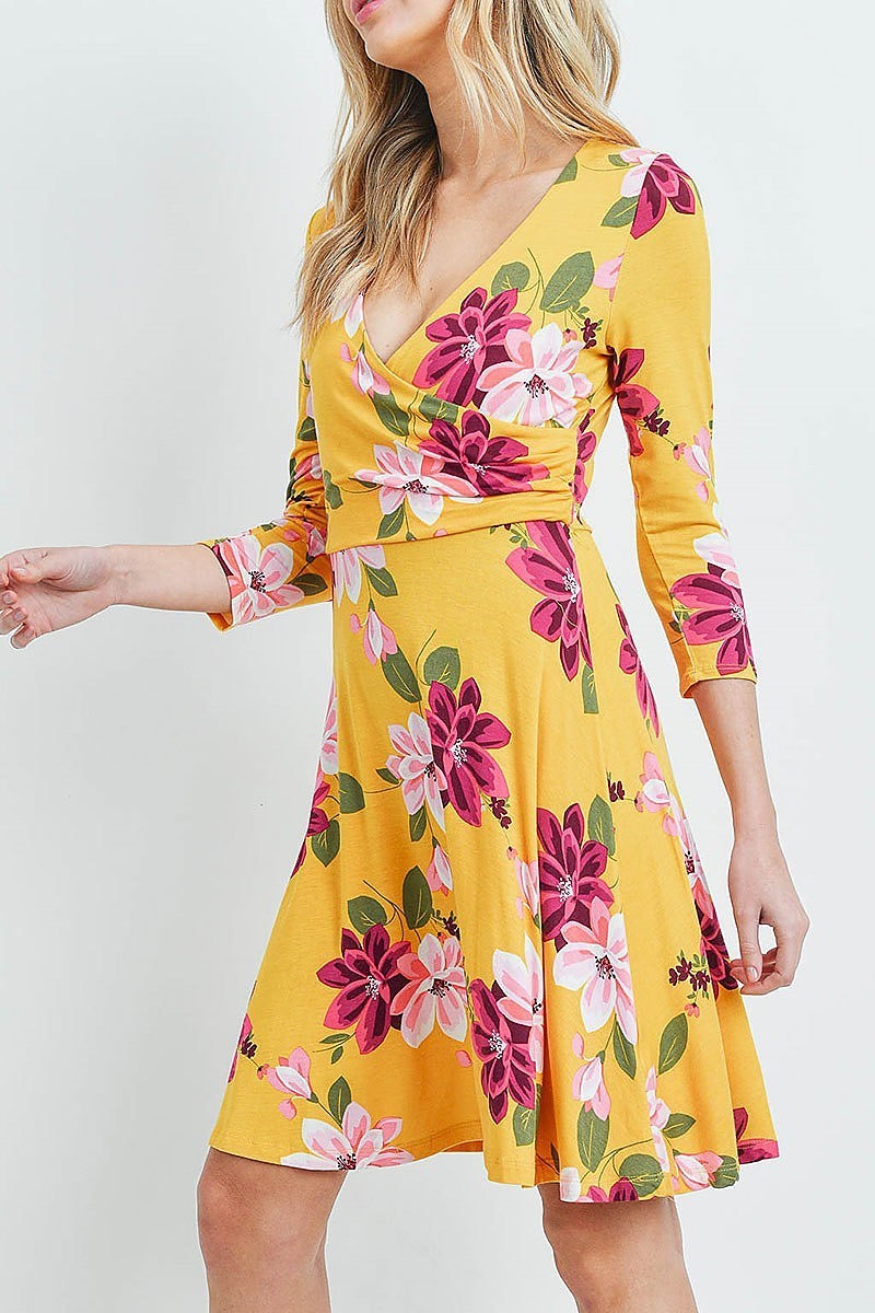 Surplus detail floral print wrap dress (DED5916-LAST)