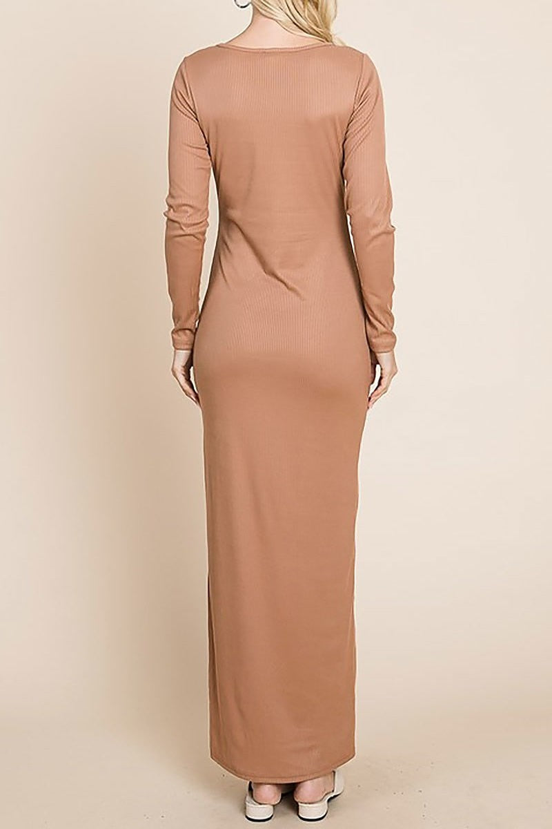 Long sleeve scoop neck maxi dress (DED8771)