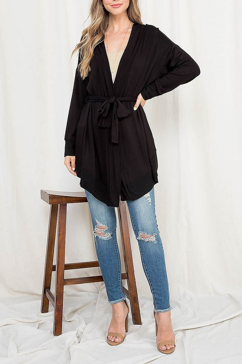 Waist tie loose fit kimono cardigan (DGS5538)