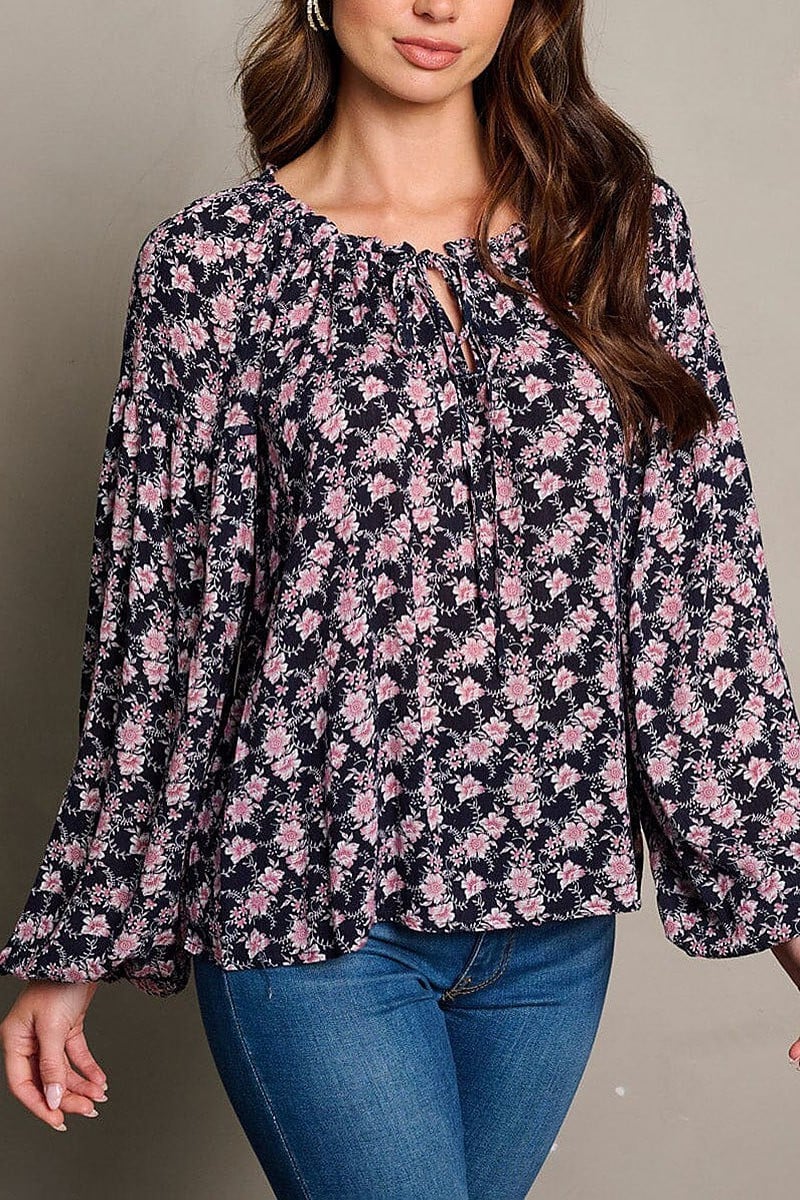 Long sleeve tunic floral blouse top (EGWT2060)