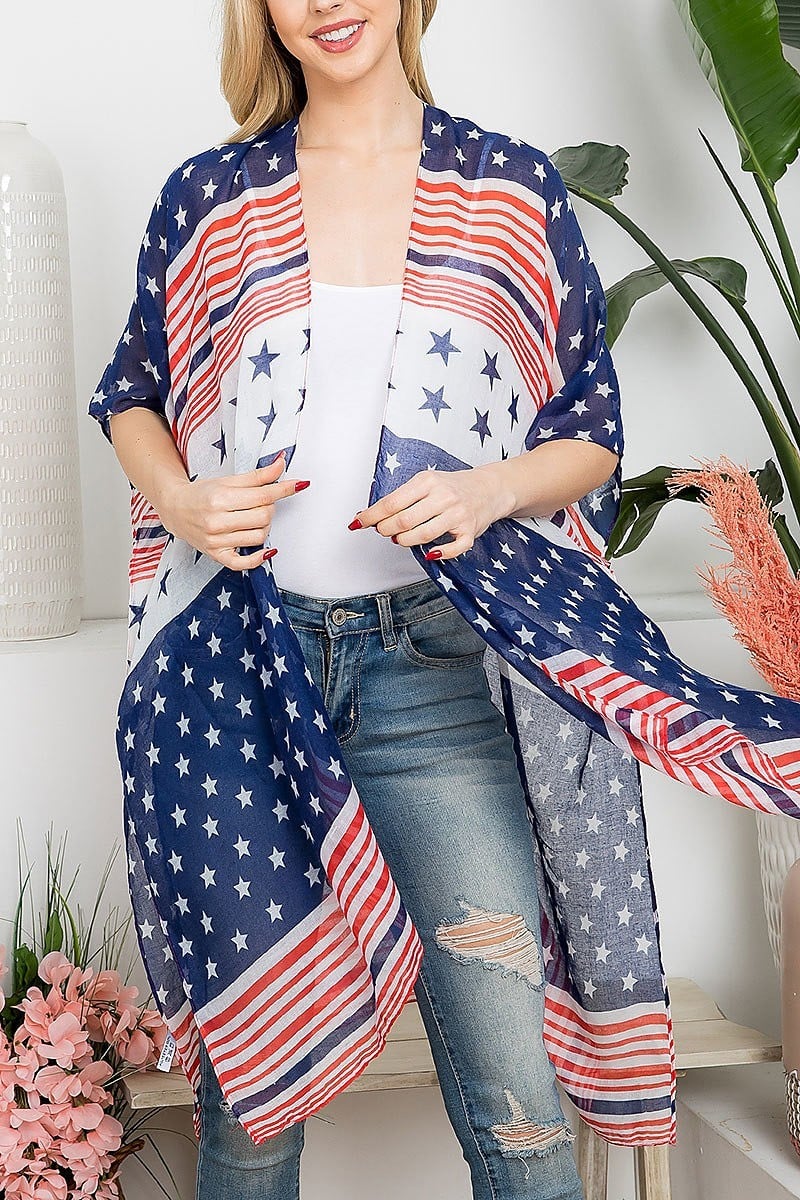 Multi striped american flag kimono (EF5270)