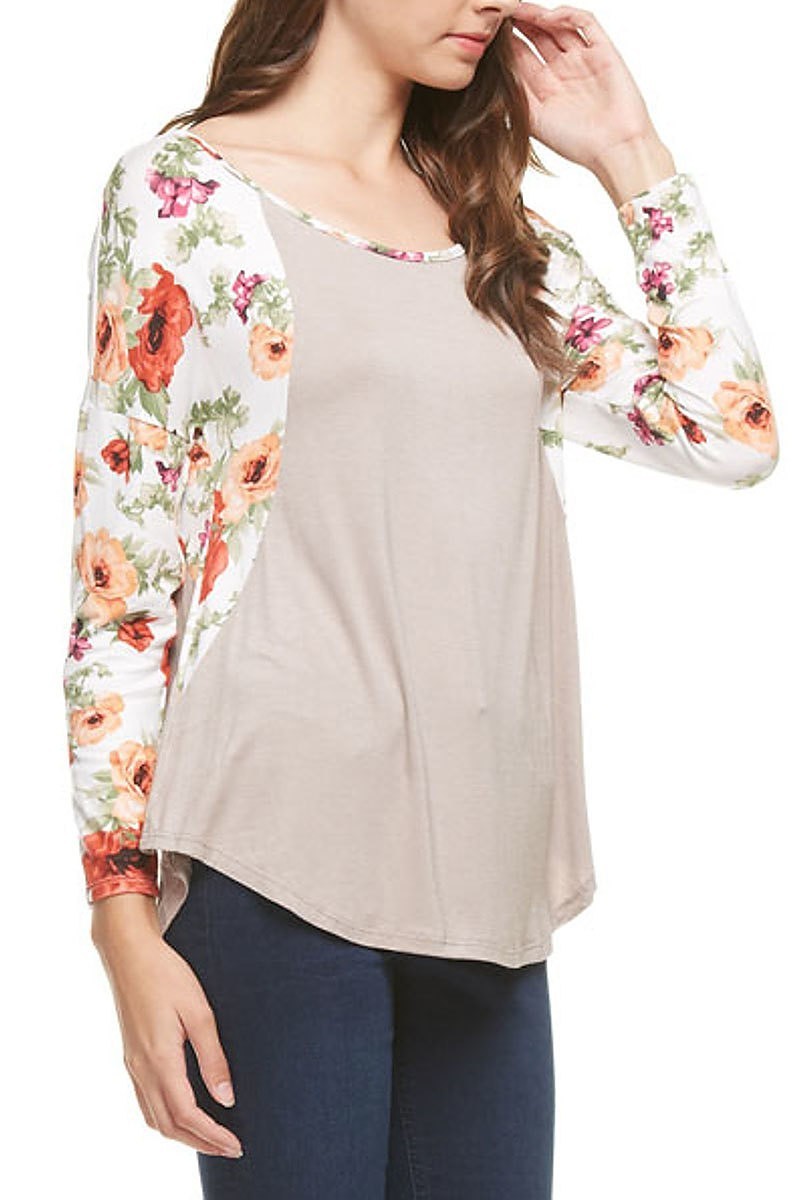 Floral raglan sleeve top (EF5034)