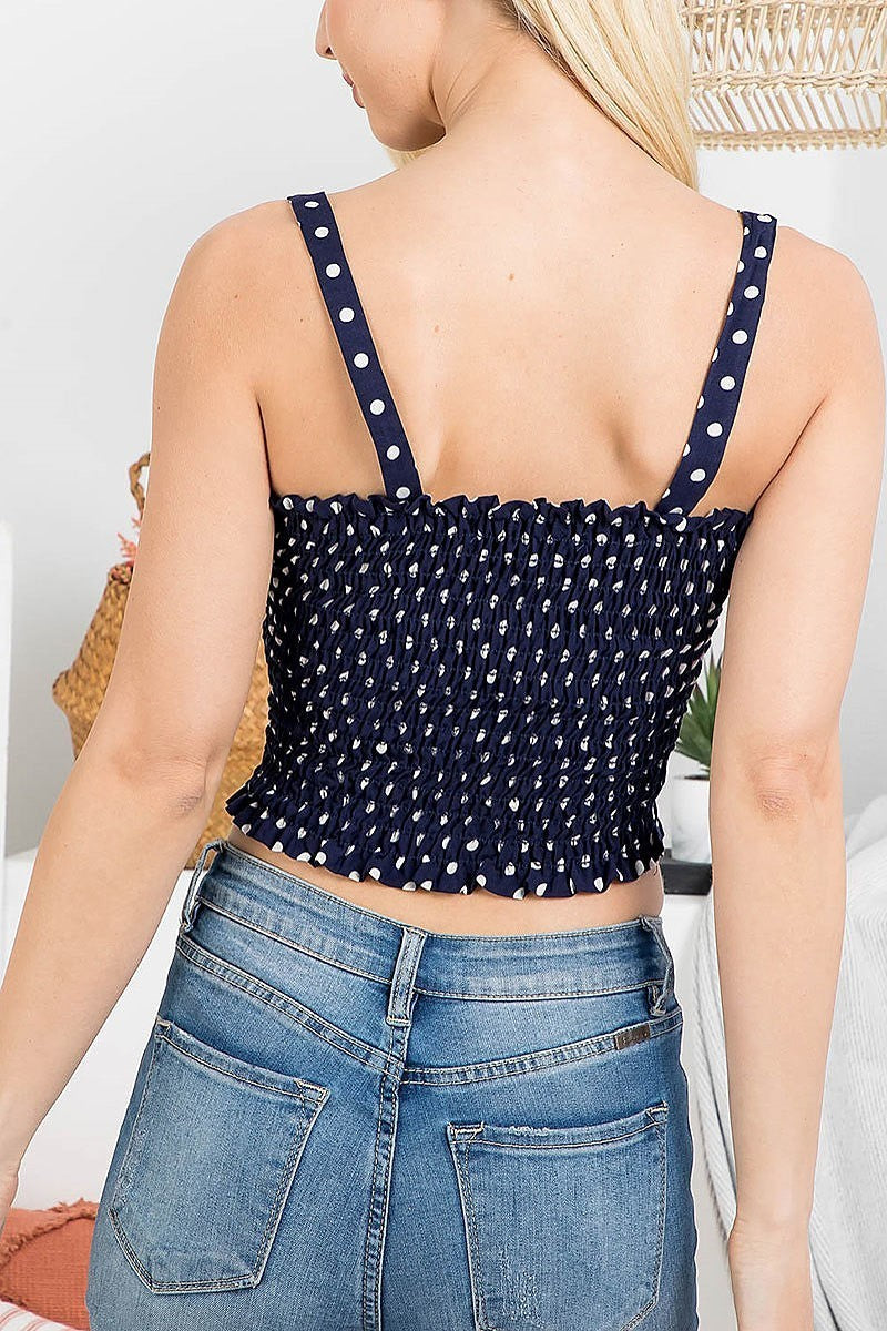 Smoked detail polka dot crop top (EF2815)