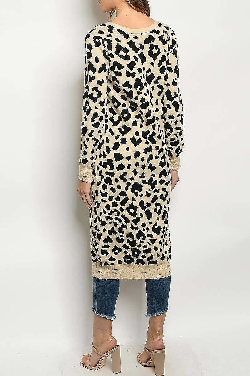 Animal print open front sweater cardigan (DGS4440)