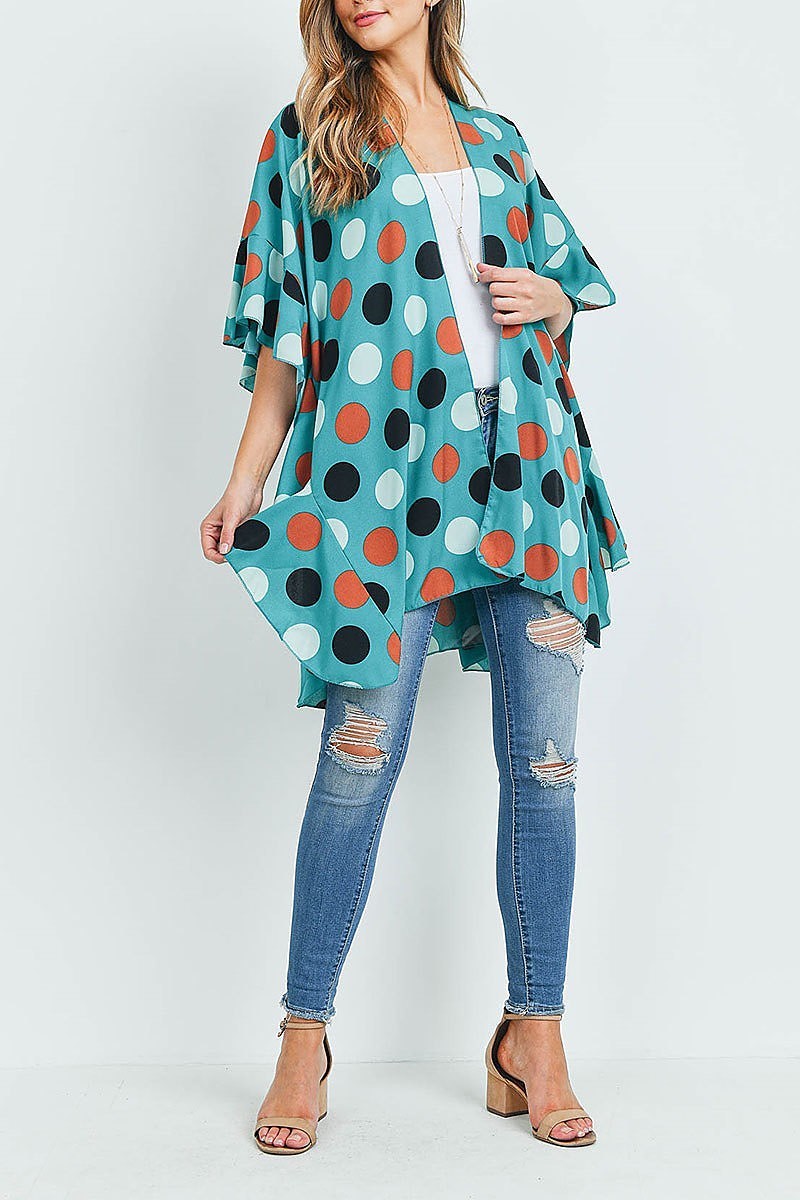 Polka dot ruffle kimono (ED9327)