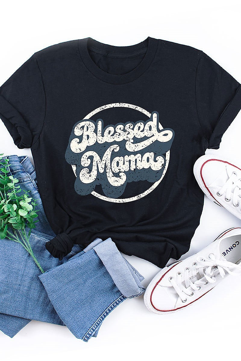 Blessed mama graphic top (EF3739)