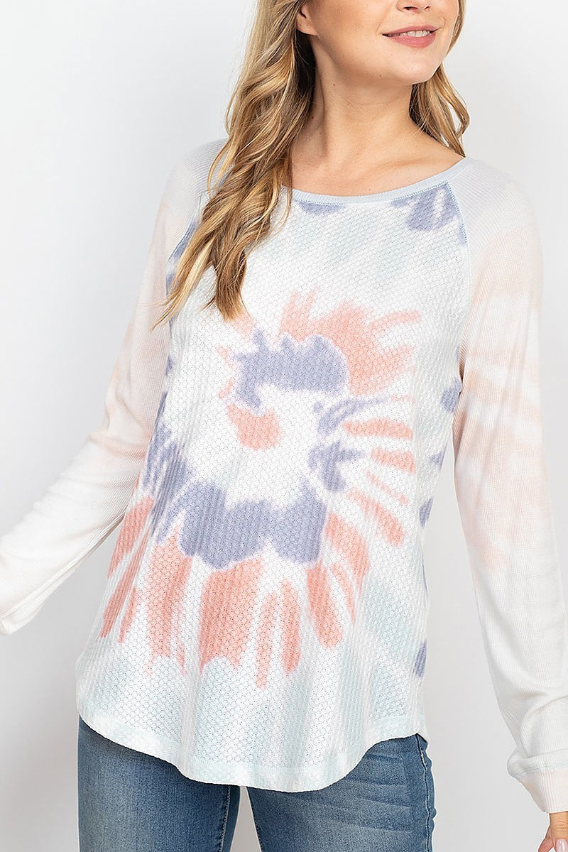 Tie dye thermal and rib mix top (EF1977)