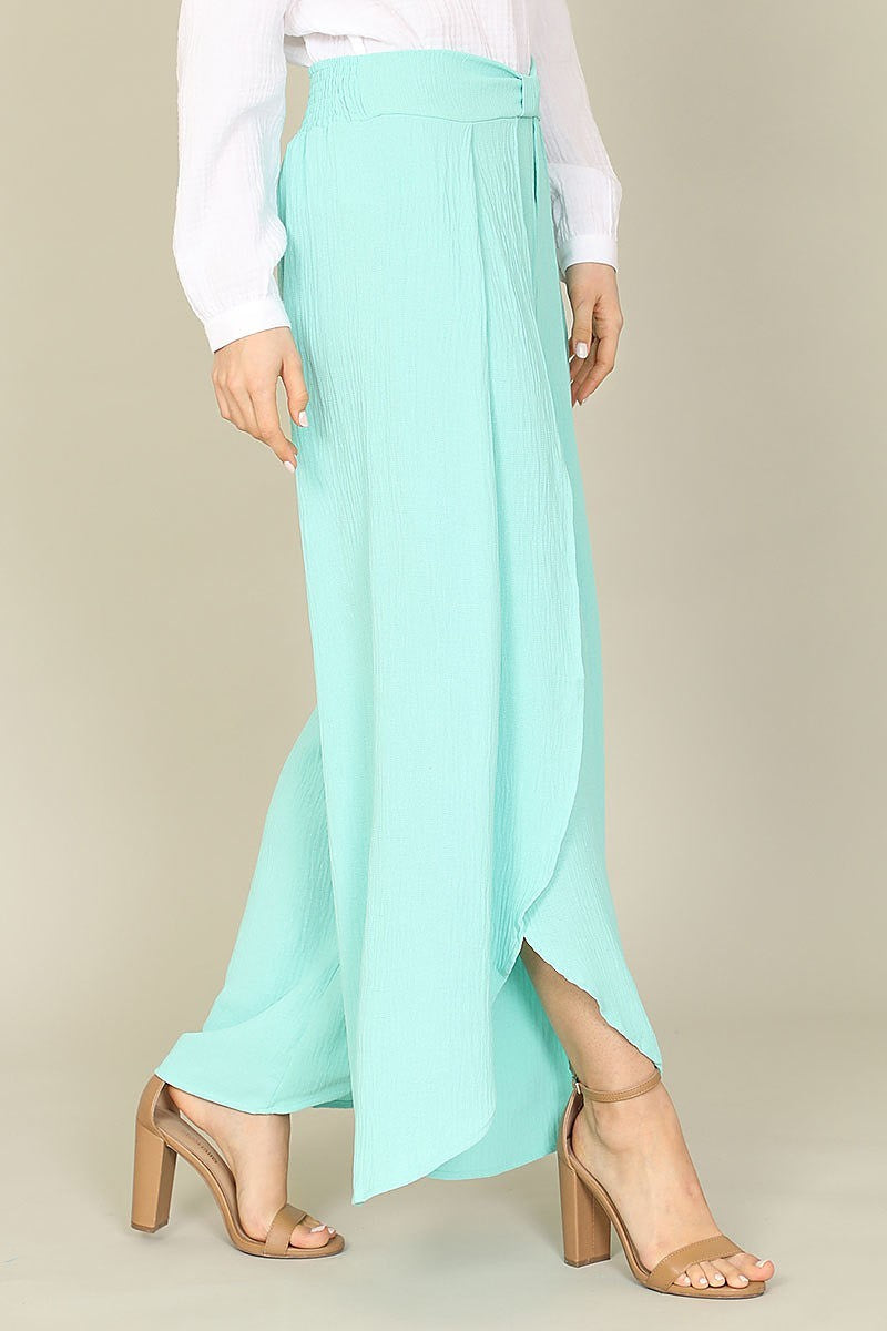 Tulip hem bow waist detail loose fit pants (DGB3805)