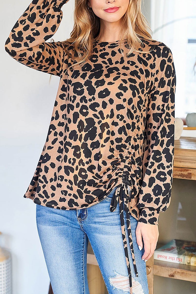 Leopard tie detail tunneled top (EF2751)