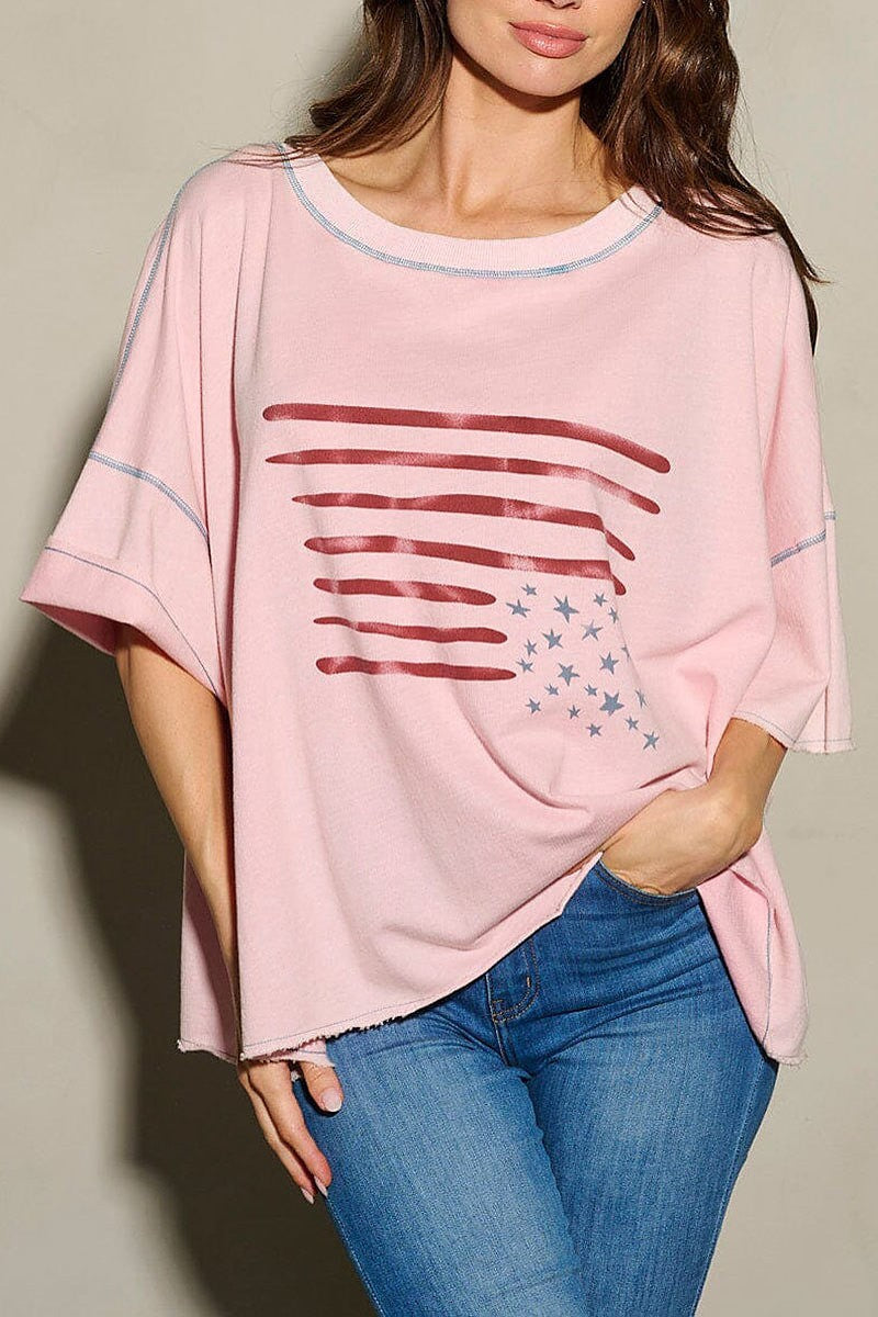 American flag patriotic tunic blouse top (EFWT9753)