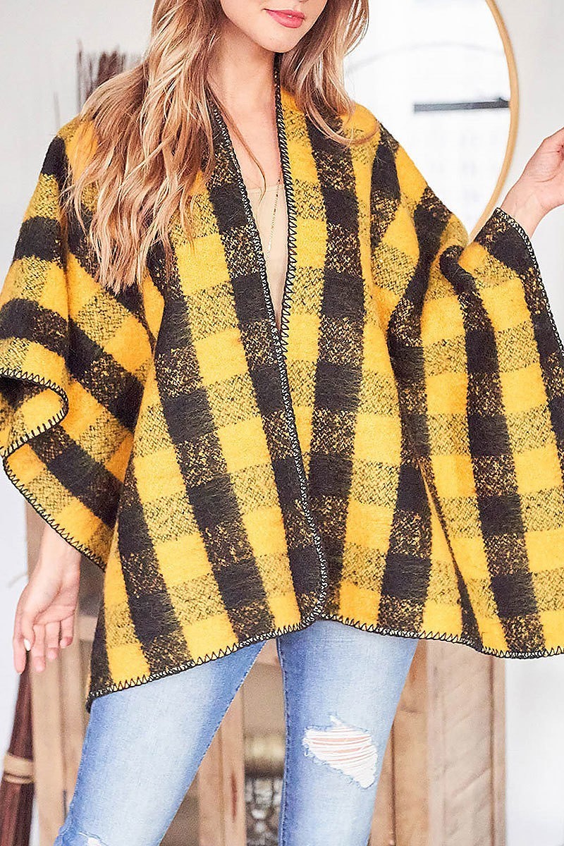 Plaid kimono poncho (DGS5596)