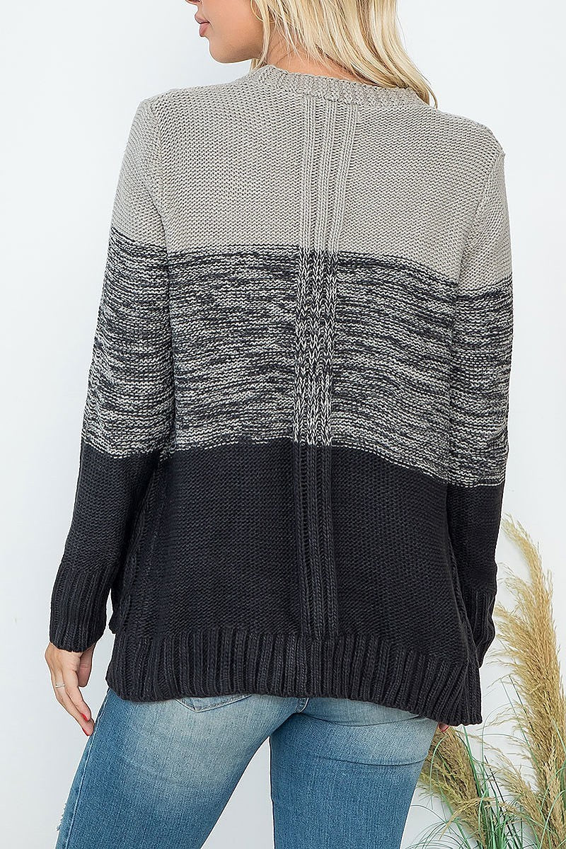 Color block tri-blend contrast sweater (DGS6174)