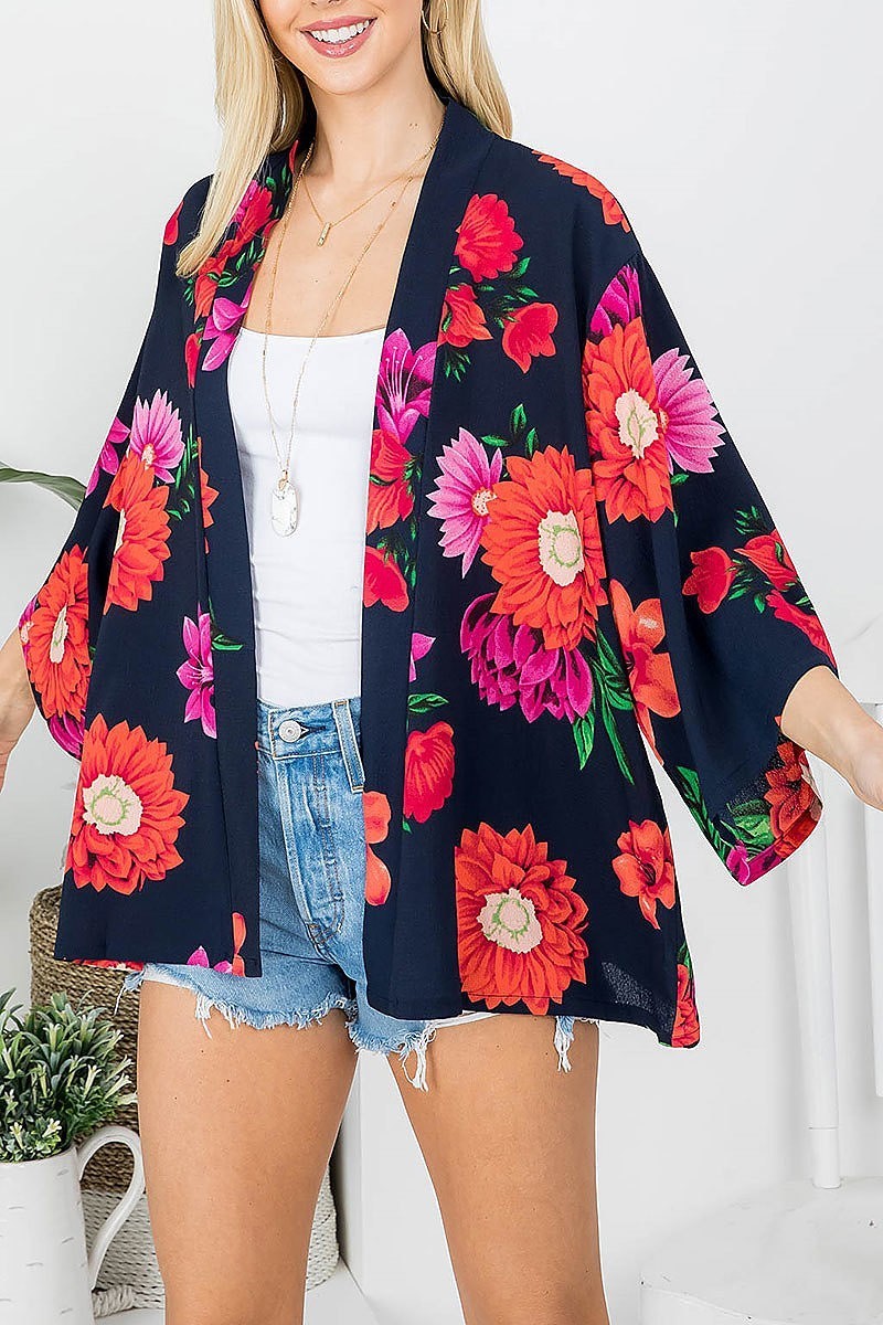 Floral print short cardigan (EF3968)