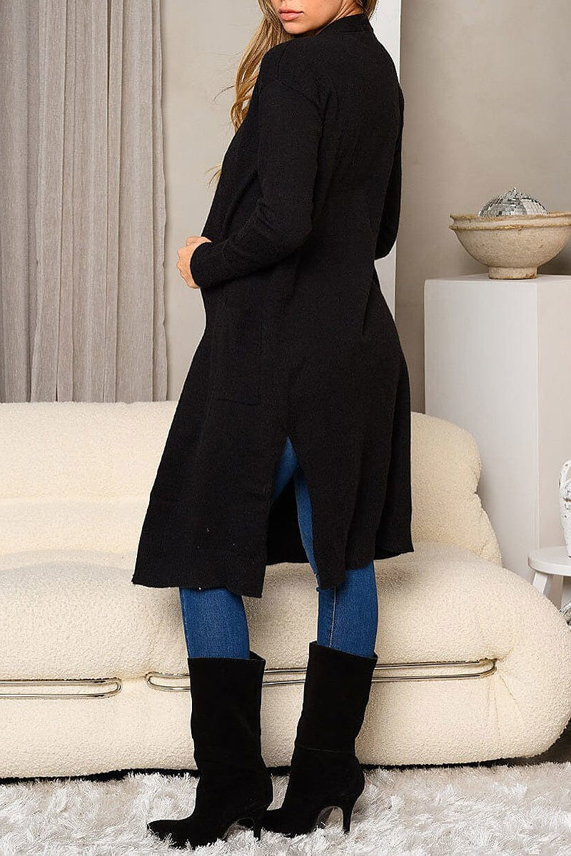 Long sleeve open front duster sweater (EDWT8369)